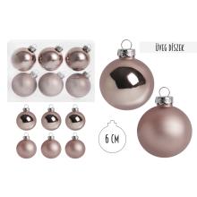 SADA SKLENENÝCH VIANOČNÝCH OZDÔB V PVC ŠKATUĽKE, 6 KUSOV, DYM