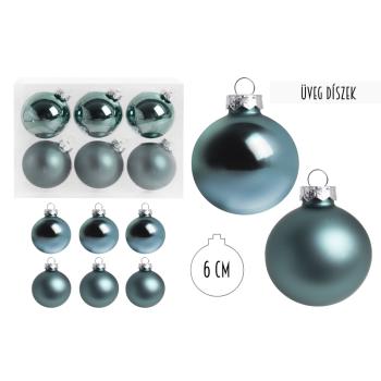 SADA SKLENENÝCH VIANOČNÝCH OZDÔB V PVC KRABICI, 6 KUSOV, ZELENÁ