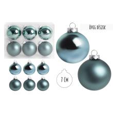 SADA SKLENENÝCH VIANOČNÝCH OZDÔB V PVC KRABICI, 6 KUSOV, ZELENÁ