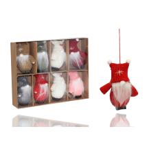 OZDOBNÉ ZÁVESNÉ FÚZY NA NOS V DARČEKOVEJ KRABIČKE, 8 KUSOV, PLETENÁ BAMBUĽKA, ČERVENÁ A SIVÁ A HNEDÁ A RUŽOVÁ A BIELA