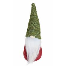 DEKOR PLSTENÉ FÚZY, PLETENÁ ZELENÁ ČIAPKA A ČERVENÉ ŠATY S BIELYMI FÚZMI