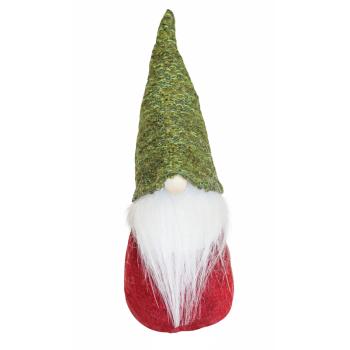 DEKOR PLSTENÉ FÚZY, PLETENÁ ZELENÁ ČIAPKA A ČERVENÉ ŠATY S BIELYMI FÚZMI