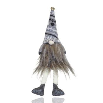 DEKOR PLSTENÉ FÚZY S VISIACIMI NOHAMI, PLETENÁ SIVO-BIELA ČIAPKA A SIVÉ ŠATY