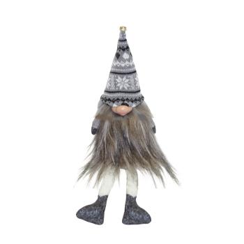 DEKOR PLSTENÉ FÚZY S VISIACIMI NOHAMI, PLETENÁ SIVO-BIELA ČIAPKA A SIVÉ ŠATY