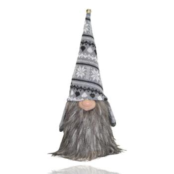 DEKOR PLSTENÉ FÚZY NA NOSE , PLETENÉ V ŠEDEJ A BIELEJ ČIAPKE