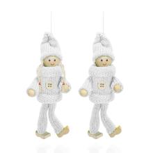 ZÁVESNÝ DEKOR CHLAPEC ALEBO DIEVČA V PLETENÝCH ZELENÝCH ŠATÁCH