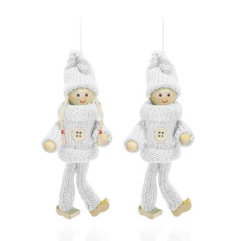 ZÁVESNÝ DEKOR CHLAPEC ALEBO DIEVČA V PLETENÝCH ZELENÝCH ŠATÁCH