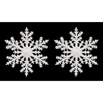SADA ZÁVESNÝCH VIANOČNÝCH DEKORÁCIÍ SNEHOVÝCH VLOČIEK, 2 KUSY, BIELY LESK