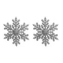 SADA ZÁVESNÝCH VIANOČNÝCH DEKORÁCIÍ SNEHOVÝCH VLOČIEK, 2 KUSY, STRIEBORNÝ LESK