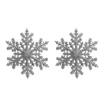 SADA ZÁVESNÝCH VIANOČNÝCH DEKORÁCIÍ SNEHOVÝCH VLOČIEK, 2 KUSY, STRIEBORNÝ LESK