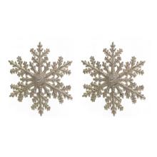 SADA ZÁVESNÝCH VIANOČNÝCH DEKORÁCIÍ SNEHOVÝCH VLOČIEK, 2 KUSY, ZLATÝ LESK