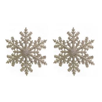 SADA ZÁVESNÝCH VIANOČNÝCH DEKORÁCIÍ SNEHOVÝCH VLOČIEK, 2 KUSY, ZLATÝ LESK