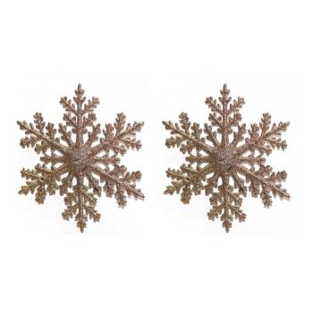 SADA ZÁVESNÝCH VIANOČNÝCH DEKORÁCIÍ SNEHOVÝCH VLOČIEK, 2 KUSY, RUŽOVO ZLATÝ LESK