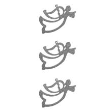 SADA ZÁVESNÝCH VIANOČNÝCH OZDÔB ANJELA, 3 KUSY, STRIEBORNÁ, PRIESVITNÁ