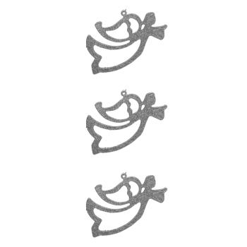 SADA ZÁVESNÝCH VIANOČNÝCH OZDÔB ANJELA, 3 KUSY, STRIEBORNÁ, PRIESVITNÁ