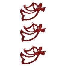 VIANOČNÁ DEKORÁCIA ANJEL SO ZÁVESOM, 3 KUSY, PRIESVITNÁ, ČERVENÁ