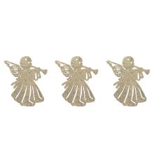 SADA VIANOČNÝCH OZDÔB ANJELA, 3 KUSY, S TRÚBKOU, ZLATÁ