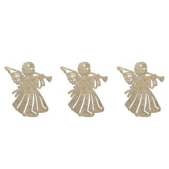 SADA VIANOČNÝCH OZDÔB ANJELA, 3 KUSY, S TRÚBKOU, ZLATÁ