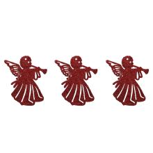 SADA VIANOČNÝCH OZDÔB ANJELA, 3 KUSY, S TRÚBKOU, ČERVENÁ