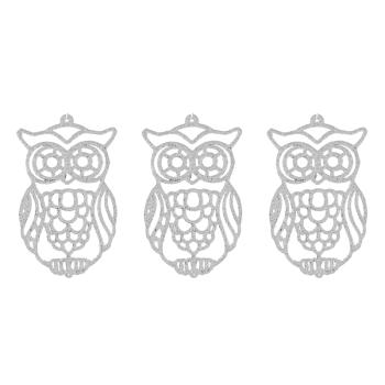 VIANOČNÁ DEKORÁCIA SOVA SO ZÁVESOM, 3 KUSY, BIELA