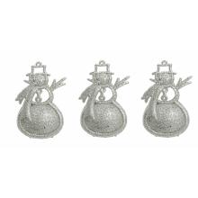 SADA ZÁVESNÝCH VIANOČNÝCH OZDÔB SNEHULIAK, 3 KUSY, BIELY LESK