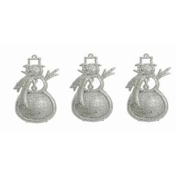 SADA ZÁVESNÝCH VIANOČNÝCH OZDÔB SNEHULIAK, 3 KUSY, BIELY LESK
