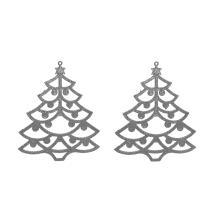 SADA ZÁVESNÝCH VIANOČNÝCH OZDÔB BOROVICA, 2 KUSY, PRIESVITNÁ, STRIEBORNÁ