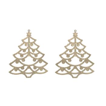 SADA OZDÔB NA VIANOČNÝ STROMČEK SO ZAVESENÍM, 2 KUSY, PRIESVITNÁ, ZLATÁ