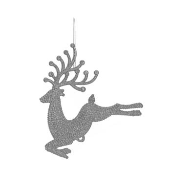 ZÁVESNÁ VIANOČNÁ OZDOBA ZÁZRAČNÝ JELEŇ, STRIEBORNÁ