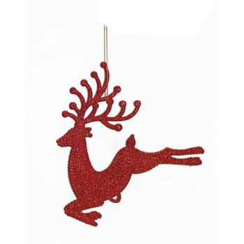VIANOČNÁ OZDOBA SO ZÁVESOM, ZÁZRAČNÝ JELEŇ, ČERVENÁ