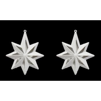 SADA VIANOČNÝCH OZDÔB HVIEZDA SO ZÁVESOM, 2 KUSY, PRIESVITNÁ, BIELA