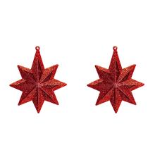 SADA VIANOČNÝCH OZDÔB HVIEZDA SO ZAVESENÍM, 2 KUSY, PRIESVITNÁ, ČERVENÁ