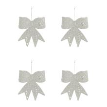 SADA ZÁVESNÝCH VIANOČNÝCH DEKORÁCIÍ, 4 KUSY, BIELY LESK