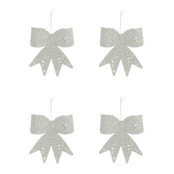 SADA ZÁVESNÝCH VIANOČNÝCH DEKORÁCIÍ, 4 KUSY, BIELY LESK