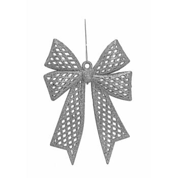 ZÁVESNÁ VIANOČNÁ OZDOBA MAŠĽA, PRIESVITNÁ, STRIEBORNÁ