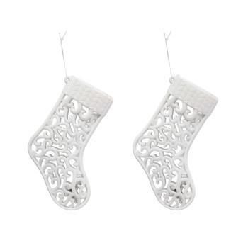 SADA VIANOČNÝCH DEKORÁCIÍ SO ZÁVESOM, 2 KUSY, BIELY LESK