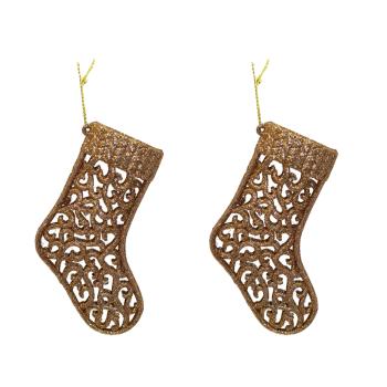 SADA ZÁVESNÝCH VIANOČNÝCH OZDÔB, 2 KUSY, RUŽOVO ZLATÝ LESK