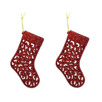 SADA VIANOČNÝCH DEKORÁCIÍ SO ZÁVESOM, 2 KUSY, ČERVENÉ TRBLIETKY