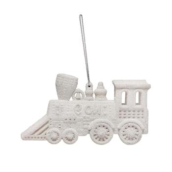 ZÁVESNÁ VIANOČNÁ OZDOBA VLAK, BIELY LESK