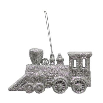 ZÁVESNÁ VIANOČNÁ OZDOBA VLAK, STRIEBORNÝ LESK