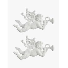 VIANOČNÁ DEKORÁCIA ANJEL SO ZÁVESOM, 2 KUSY, S TRÚBKOU, BIELA