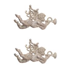 VIANOČNÁ DEKORÁCIA ANJEL SO ZÁVESOM, 2 KUSY, S TRÚBKOU, ZLATÁ