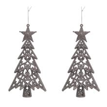 SADA ZÁVESNÝCH VIANOČNÝCH OZDÔB NA BOROVICU, 2 KUSY, S HVIEZDOU, STRIEBORNÁ
