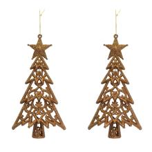 SADA ZÁVESNÝCH VIANOČNÝCH OZDÔB BOROVICA, 2 KUSY, S HVIEZDOU, RUŽOVÉ ZLATO