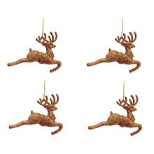 SADA VIANOČNÝCH OZDÔB SOBOV SO ZÁVESOM, 4 KUSY, RUŽOVÉ ZLATO