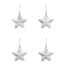 SADA VIANOČNÝCH OZDÔB S HVIEZDIČKOU NA ZAVESENIE, 6 KUSOV, 3D, BIELA