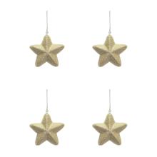 SADA VIANOČNÝCH OZDÔB HVIEZDA SO ZÁVESOM, 4 KUSY, 3D, ZLATÁ