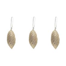 SADA ZÁVESNÝCH VIANOČNÝCH OZDÔB, 3 KUSY, REBROVANÝ VZOR, ZLATÁ