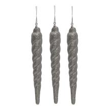 SADA ZÁVESNÝCH VIANOČNÝCH DEKORÁCIÍ, 3 KUSY, STRIEBORNÝ LESK