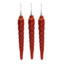 VIANOČNÁ DEKORÁCIA SADY SOPLÍKOV SO ZAVESENÍM, 3 KUSY, ČERVENÉ TRBLIETKY